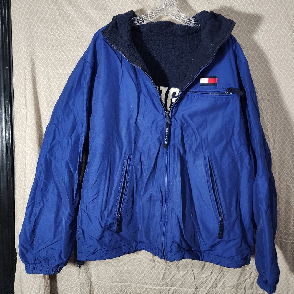 Vintage Tommy Hilfiger Navy Reversible Winter Coat Men's L/XL